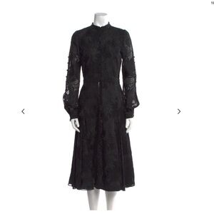PRABAL GURUNG BLACK FLORAL SHIRT DRESS - SIZE 4